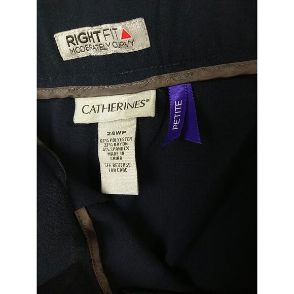 Catherines Woman 24WP Pant Trouser Blue Straight Leg Pocket Stretch Waist - Picture 6 of 8